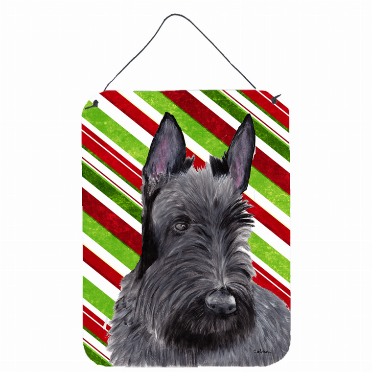 Candy Cane Holiday Christmas Design with Dog Wall or Door Hanging Prints - 615872621699