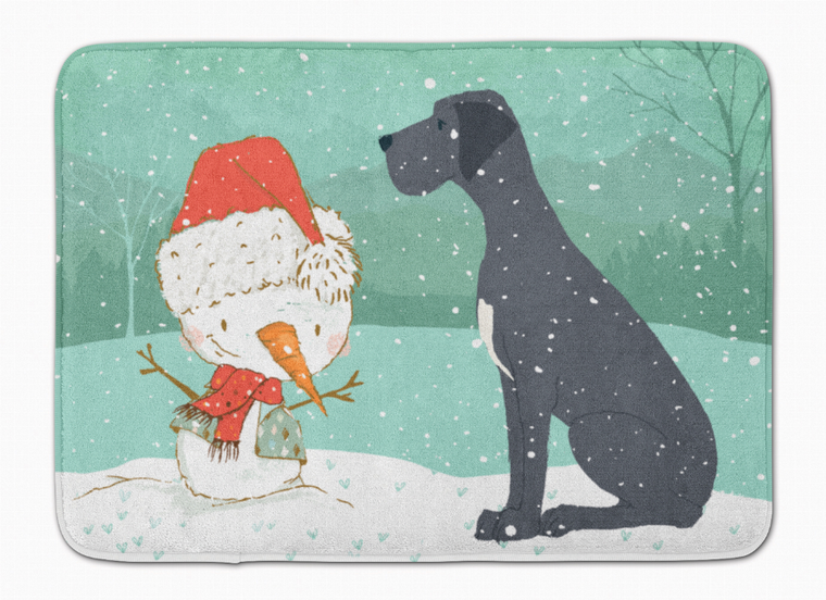 Dog and Snowman Christmas Machine Washable Memory Foam Mat - 652259282760