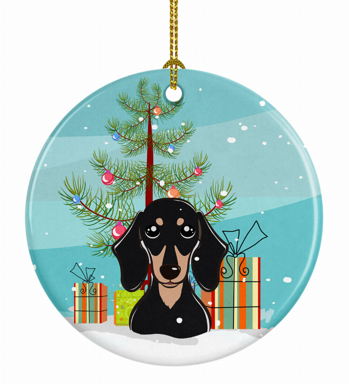 Christmas Tree and Dog on Ceramic Ornament - 652259327386
