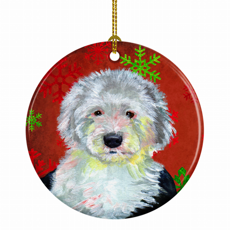 Dog and Christmas Snowflakes Ceramic Ornament - 615872598533