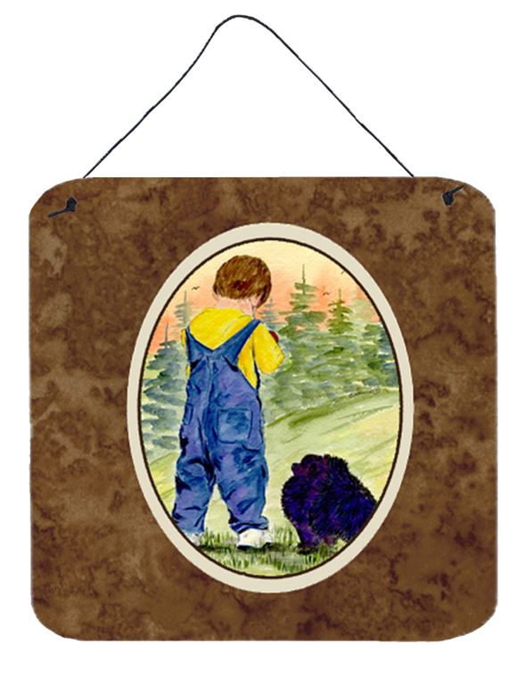 Little Boy with his Dog Wall or Door Hanging Prints - 615872633814