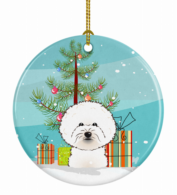 Christmas Tree and Dog on Ceramic Ornament - 652259327409