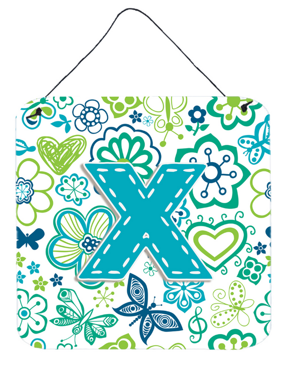 Flowers and Butterflies Monogram Letter Wall or Door Hanging Prints - 615872984763