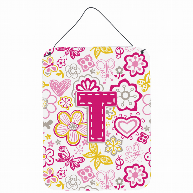 Flowers and Butterflies Monogram Letter Wall or Door Hanging Prints - 638508028327