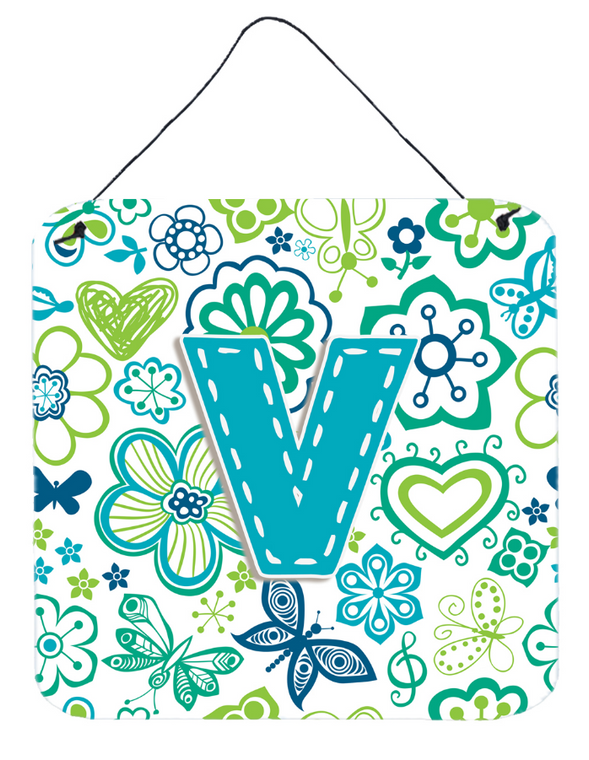Flowers and Butterflies Monogram Letter Wall or Door Hanging Prints - 615872984749