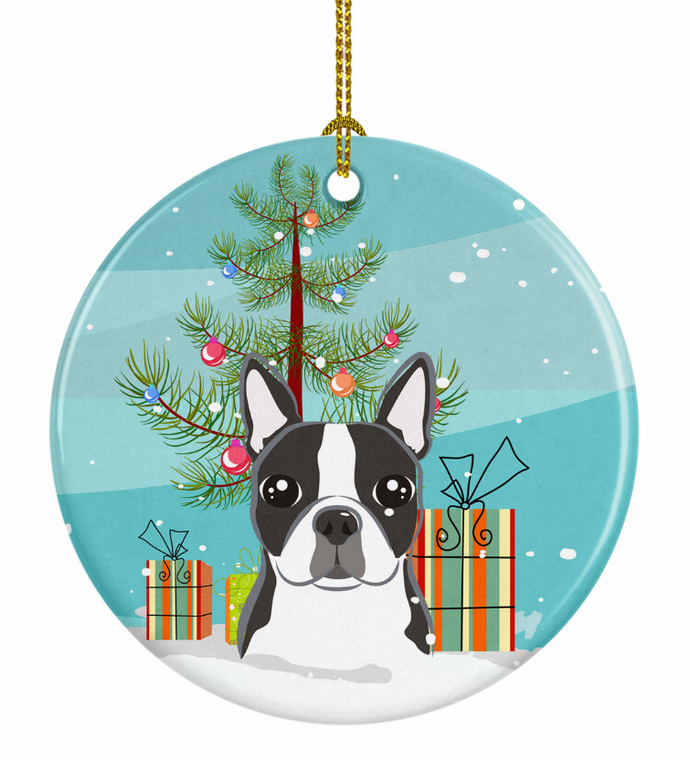 Christmas Tree and Dog on Ceramic Ornament - 652259327263