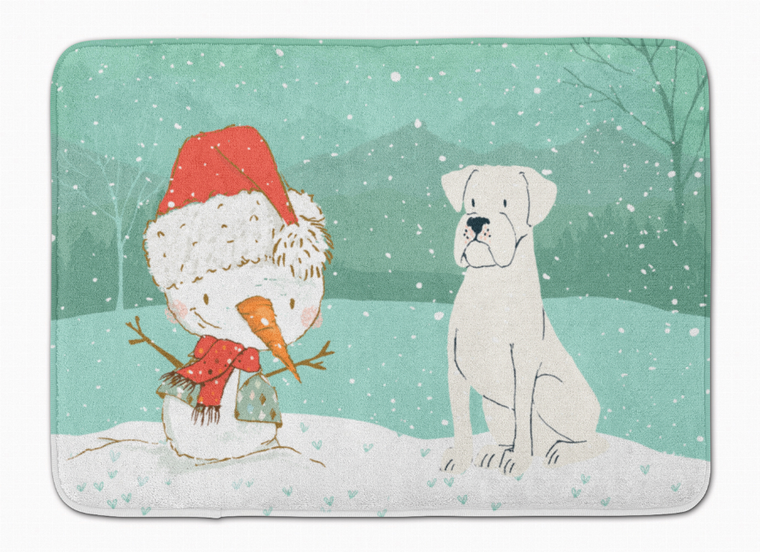 Dog and Snowman Christmas Machine Washable Memory Foam Mat - 652259282715