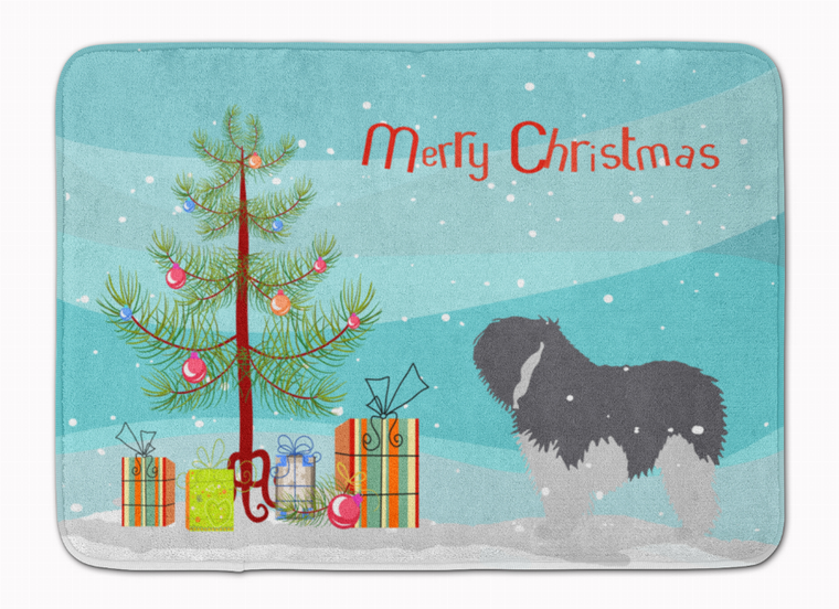 Merry Christmas Tree Dog Art Machine Washable Memory Foam Mat - 638508642110
