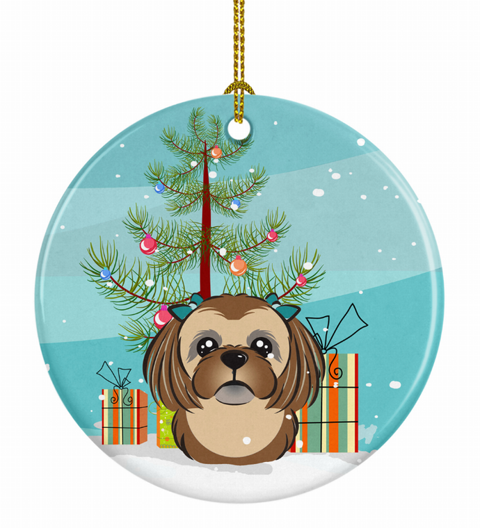 Christmas Tree and Dog on Ceramic Ornament - 652259327720