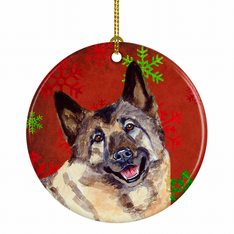 Dog and Christmas Snowflakes Ceramic Ornament - 615872598557