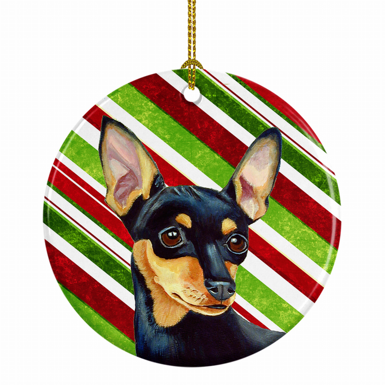 Dog and Christmas Candy Ceramic Ornament - 615872597925