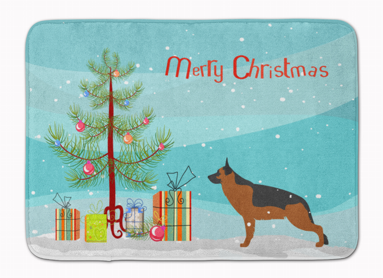 Merry Christmas Tree Dog Art Machine Washable Memory Foam Mat - 638508642035