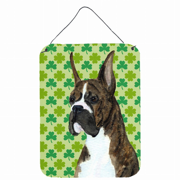 St. Patrick's Day Shamrock Portrait Design with Dog Wall or Door Hanging Prints - 615872618941