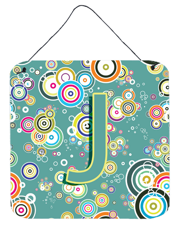 Circle Circle Teal Initial Alphabet Wall or Door Hanging Prints - 615872986965