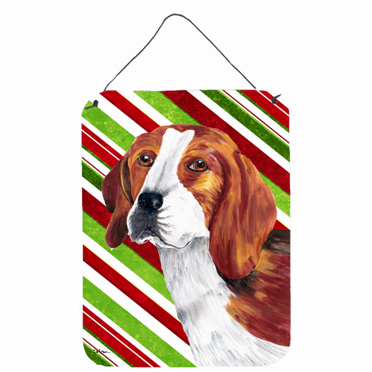 Candy Cane Holiday Christmas Design with Dog Wall or Door Hanging Prints - 615872621521