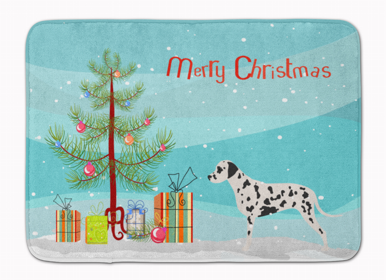 Merry Christmas Tree Dog Art Machine Washable Memory Foam Mat - 638508641625