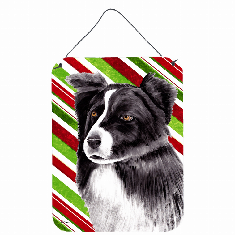 Candy Cane Holiday Christmas Design with Dog Wall or Door Hanging Prints - 615872621507