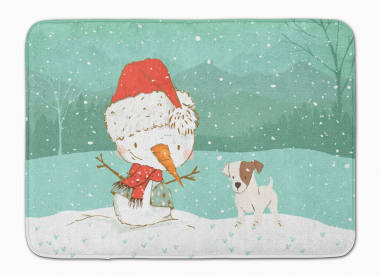 Dog and Snowman Christmas Machine Washable Memory Foam Mat - 652259283262