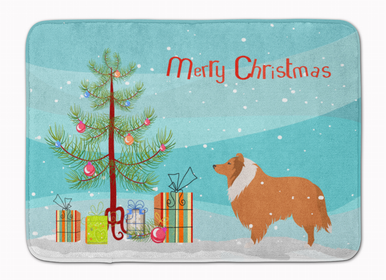 Merry Christmas Tree Dog Art Machine Washable Memory Foam Mat - 638508641953