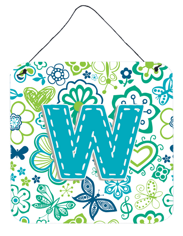Flowers and Butterflies Monogram Letter Wall or Door Hanging Prints - 615872984756