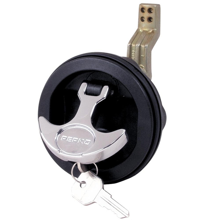 Perko Surface Mount & Latch -  Black Body, Chrome Handle, Offset Cam Bar, 3/4" - 2-3/8" - 085226336614
