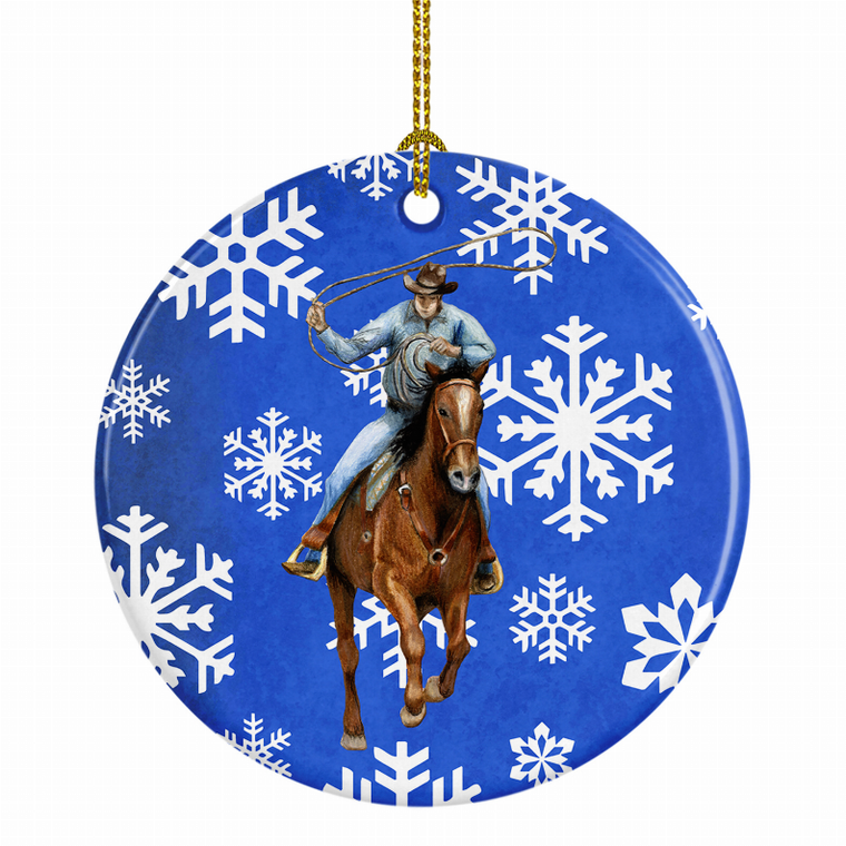 Animal on Christmas Snowflakes Ceramic Ornament - 615872852932