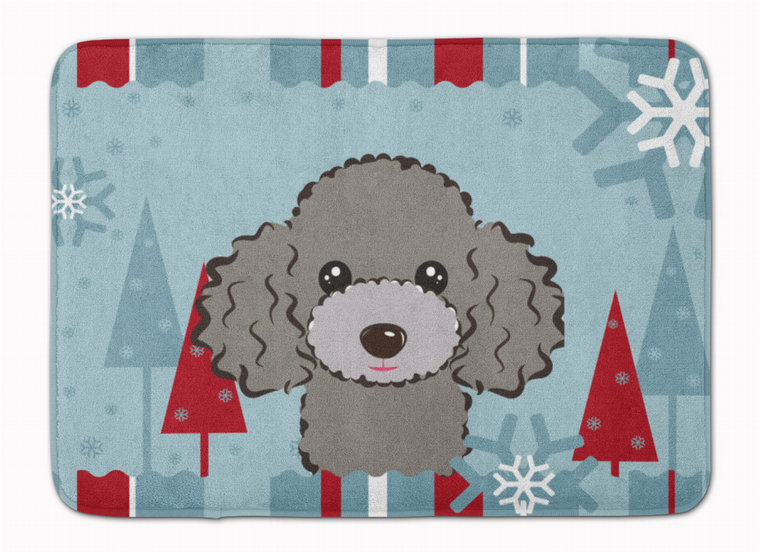 Winter Holiday Dog Art Machine Washable Memory Foam Mat - 638508634672