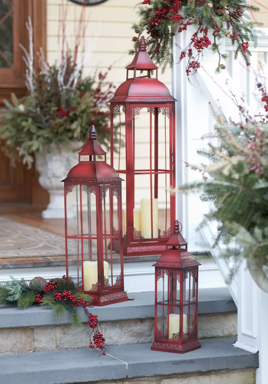 Lantern (Set of 3) 19.75"H, 28"H, 37"H Metal/Glass - 746427491129