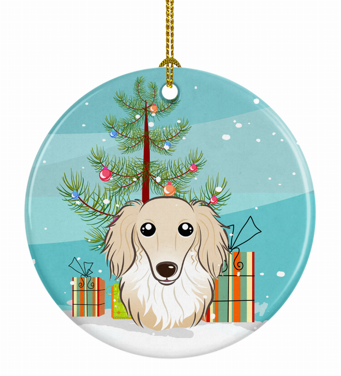 Christmas Tree and Dog on Ceramic Ornament - 652259327355