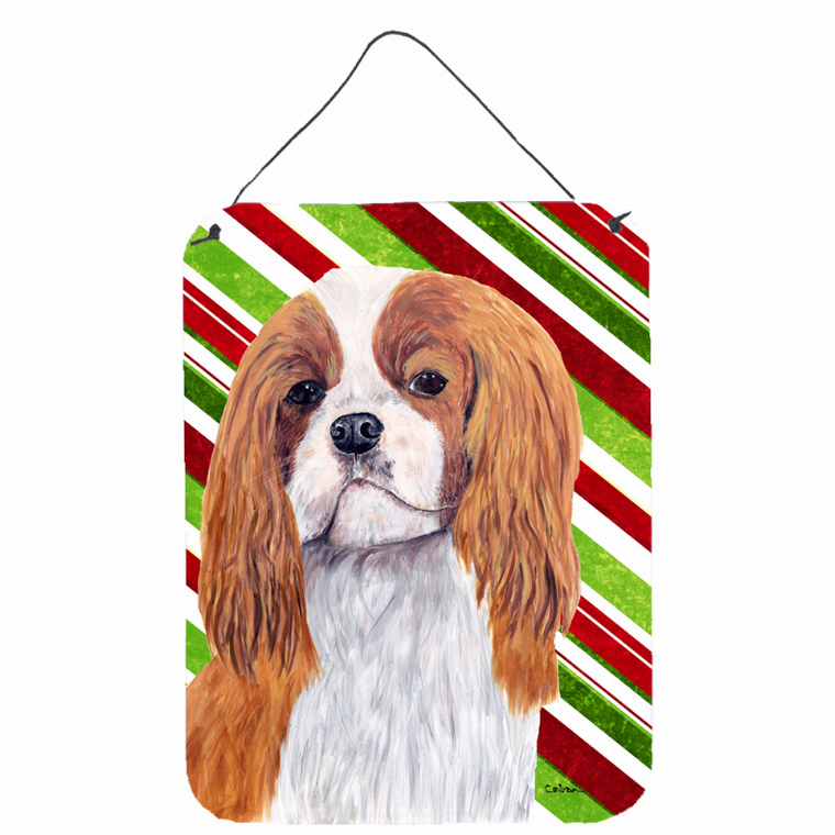 Candy Cane Holiday Christmas Design with Dog Wall or Door Hanging Prints - 615872621774