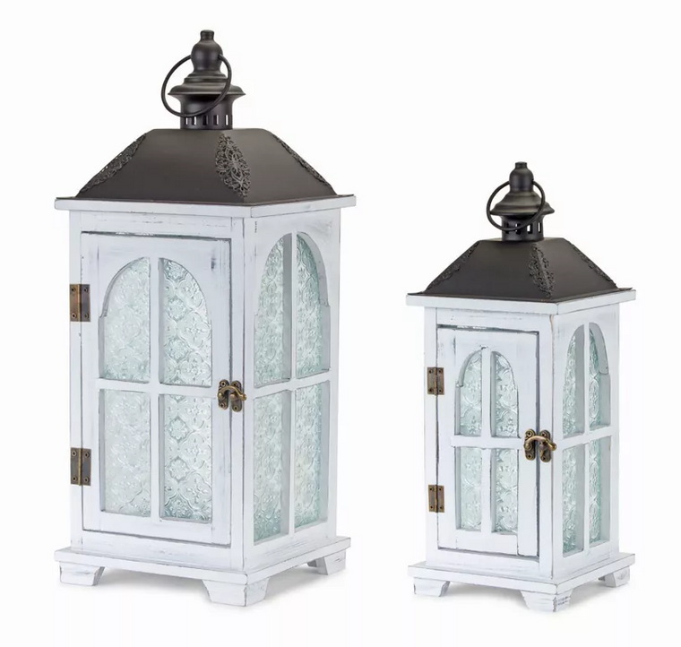Lantern (Set of 2) 14.5"H, 19.25"H Wood/Metal - 746427815833