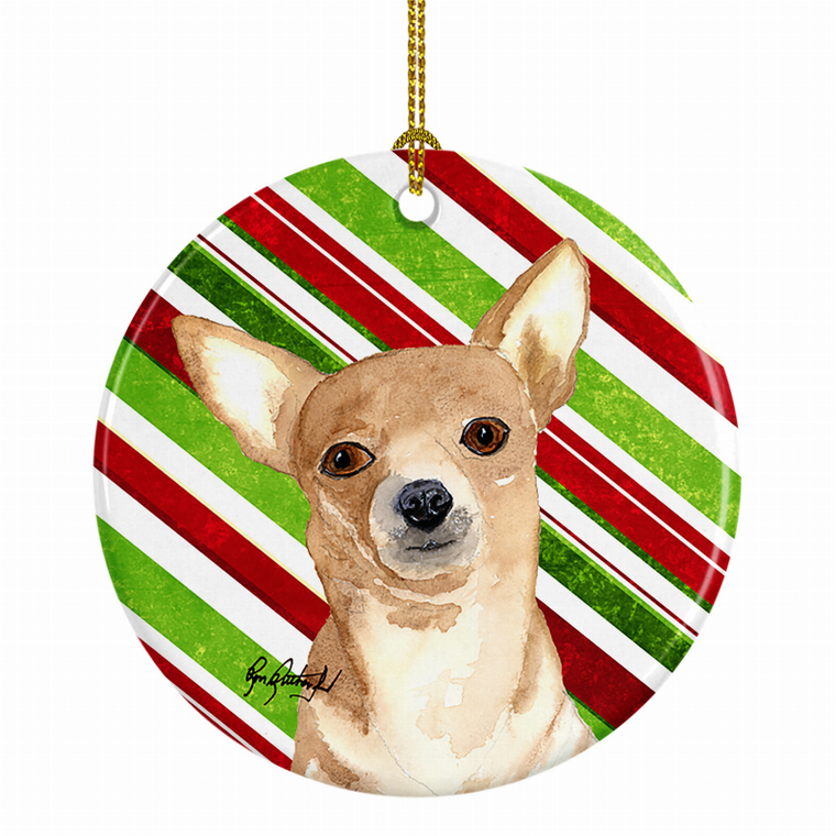Dog and Christmas Candy Ceramic Ornament - 615872763733