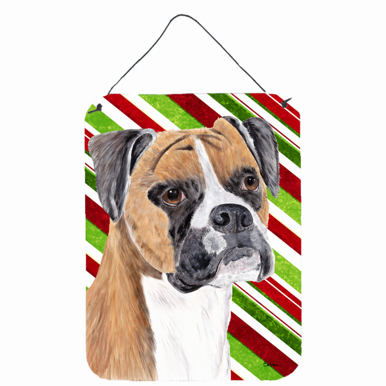 Candy Cane Holiday Christmas Design with Dog Wall or Door Hanging Prints - 615872621736