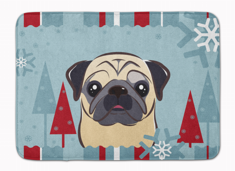 Winter Holiday Dog Art Machine Washable Memory Foam Mat - 638508634702