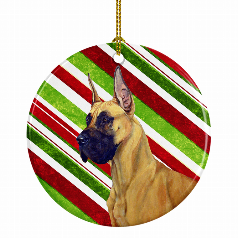 Dog and Christmas Candy Ceramic Ornament - 615872597673