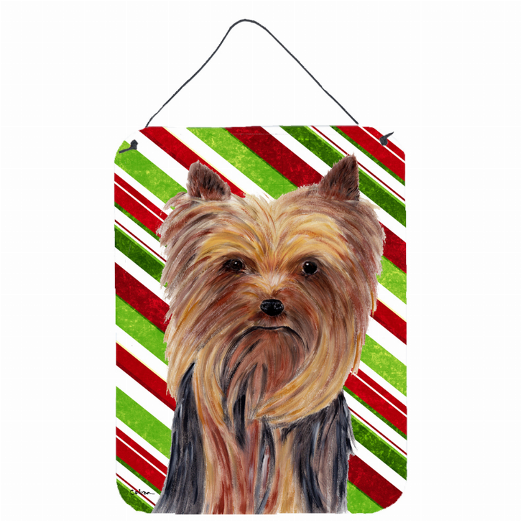 Candy Cane Holiday Christmas Design with Dog Wall or Door Hanging Prints - 615872621484