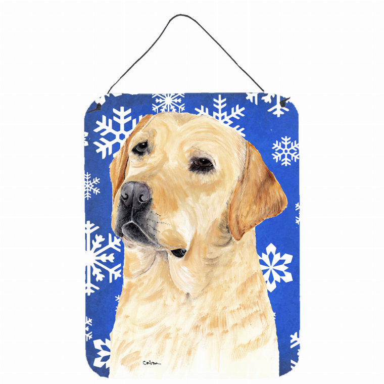 Winter Snowflakes Design with Dog Wall or Door Hanging Prints - 615872621996