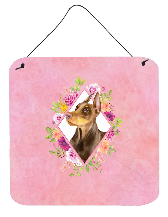 Flowers Design with Dog Wall or Door Hanging Prints - 194030071397