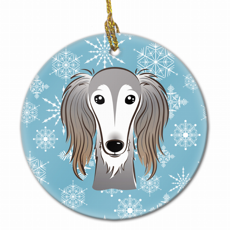 Snowflake Dog on Ceramic Ornament - 638508108876
