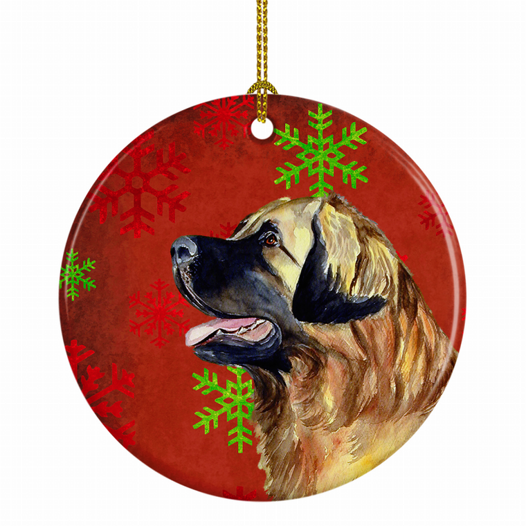 Dog and Christmas Snowflakes Ceramic Ornament - 615872598502