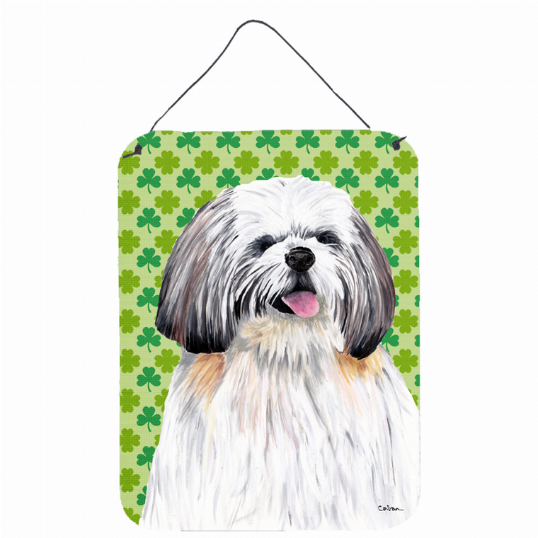St. Patrick's Day Shamrock Portrait Design with Dog Wall or Door Hanging Prints - 615872617081