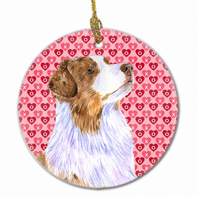 Valentine's Day Dog Portrait Ceramic Ornament - 615872602377