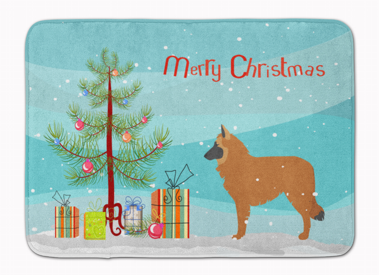 Merry Christmas Tree Dog Art Machine Washable Memory Foam Mat - 638508642400