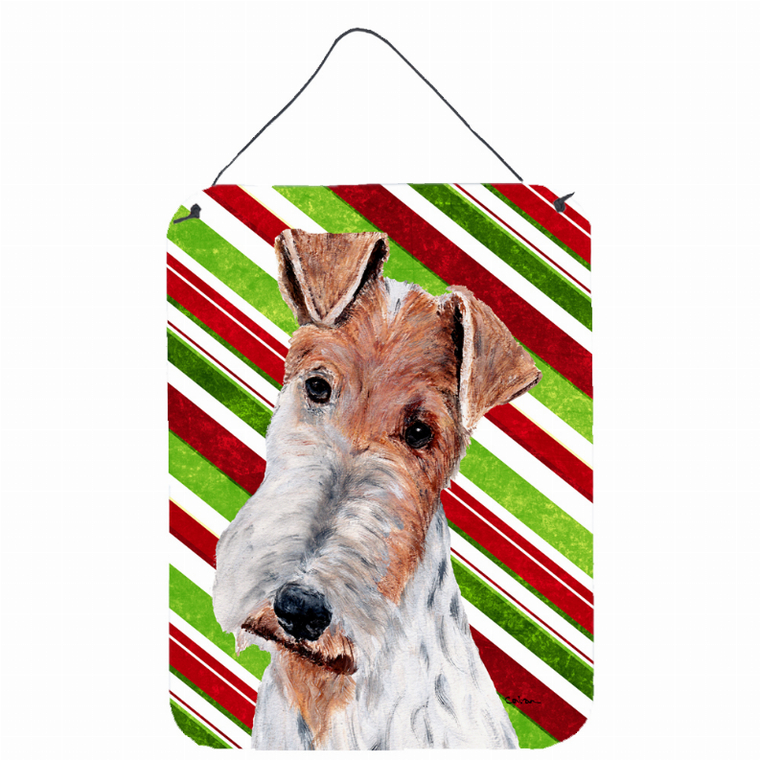 Candy Cane Holiday Christmas Design with Dog Wall or Door Hanging Prints - 615872849796
