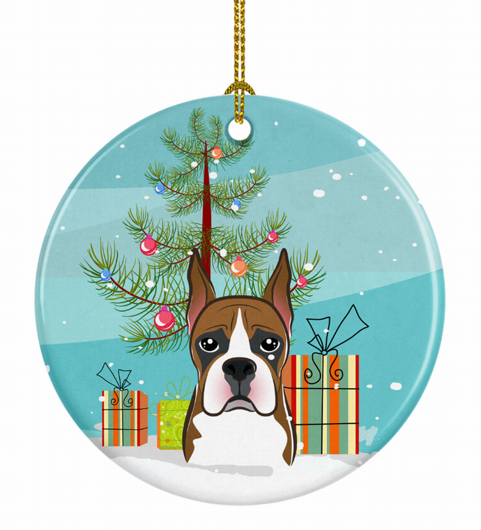 Christmas Tree and Dog on Ceramic Ornament - 652259327461
