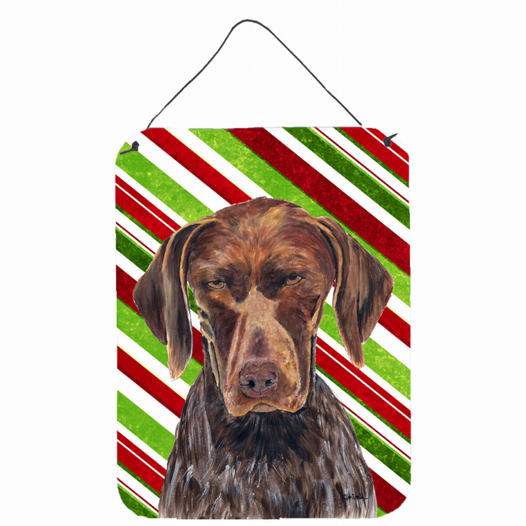 Candy Cane Holiday Christmas Design with Dog Wall or Door Hanging Prints - 615872621781