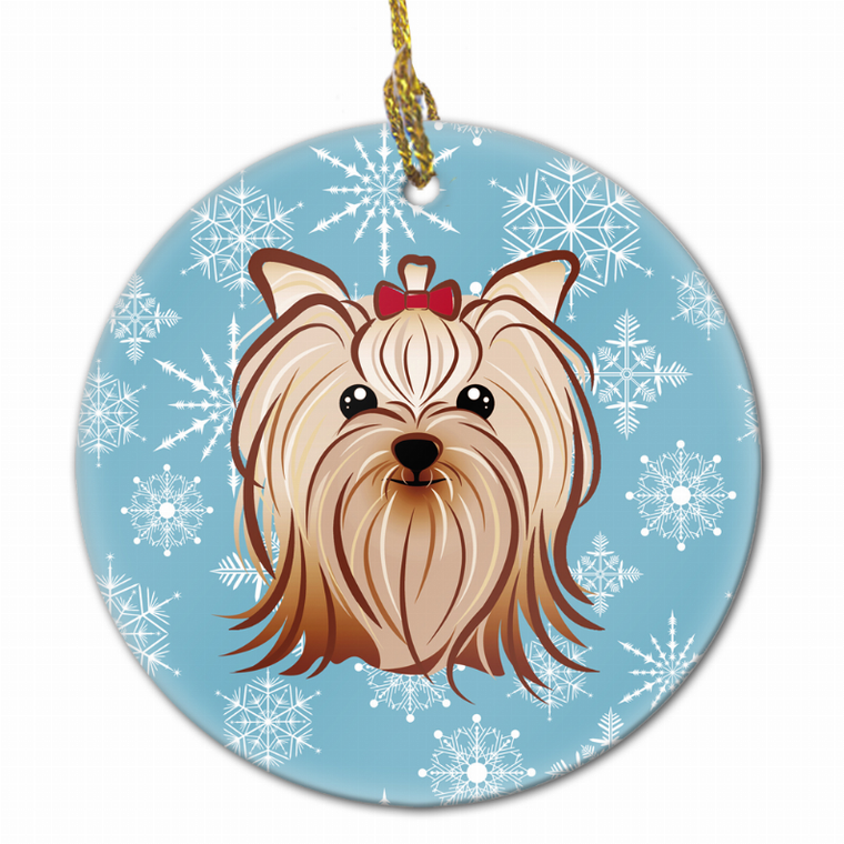 Snowflake Dog on Ceramic Ornament - 638508108623