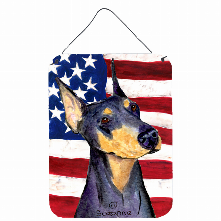 USA American Flag with Dog Wall or Door Hanging Prints - 615872607341