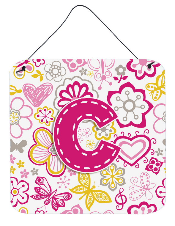 Flowers and Butterflies Monogram Letter Wall or Door Hanging Prints - 615872984299