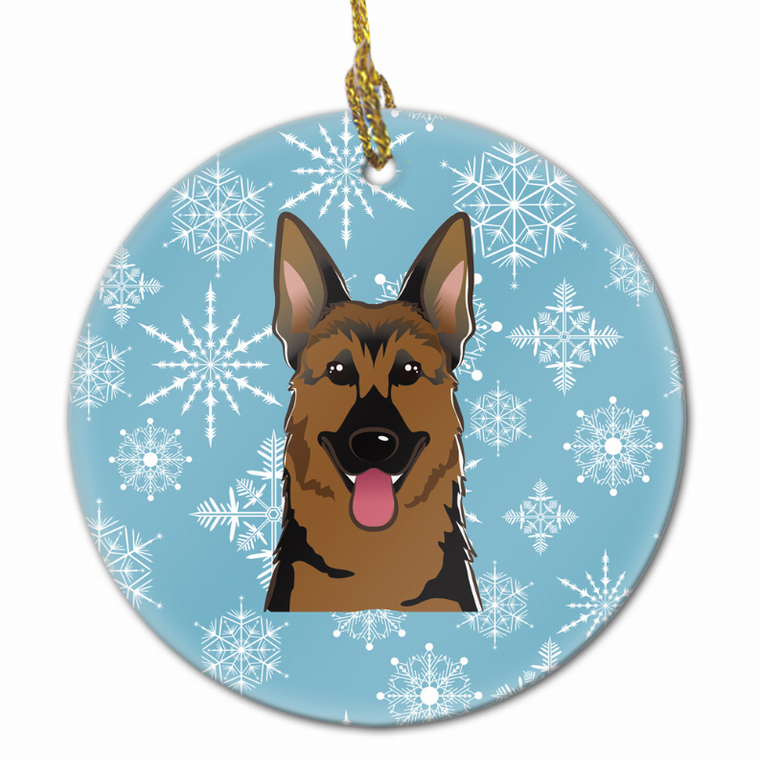 Snowflake Dog on Ceramic Ornament - 638508108692